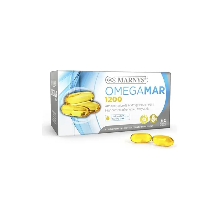 Omegamar 1200 Omega 3 DHA and EPA Supports Normal Heart Function High in Omega-3 Fatty Acids Gluten-Free Lemon Flavor 60 Capsules