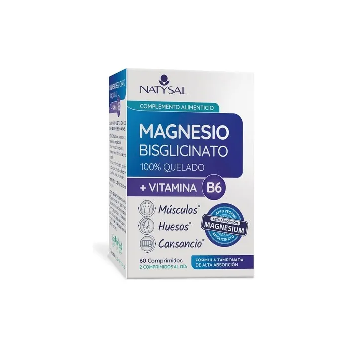 Natysal Magnesium + B6 60 Tablets for Fatigue, Bone, and Muscle Relief