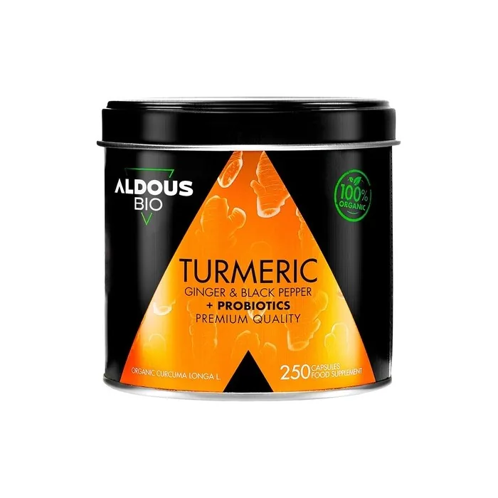 Organic Turmeric And Black Pepper Capsules With Probiotics And Ginger 250 Capsules 1460mg High Strength Turmeric Capsules With Curcumin