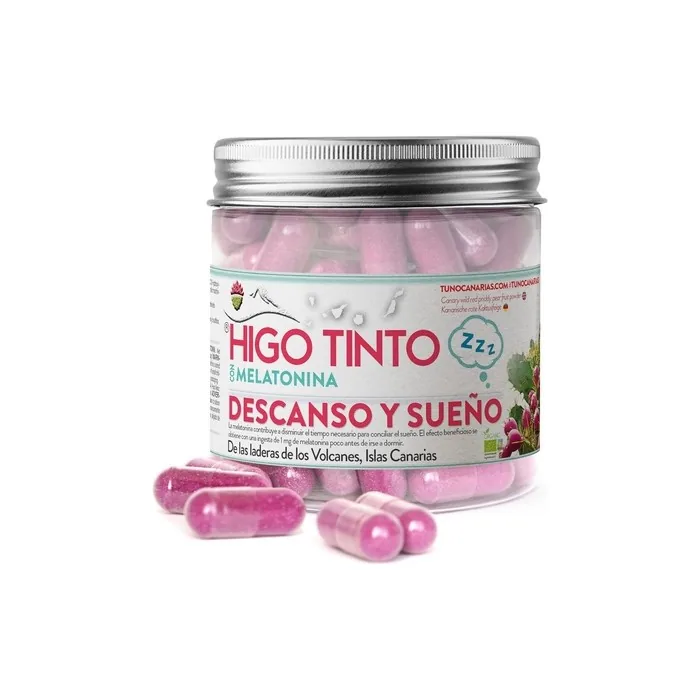 Cápsulas de Higo Tinto Canario Nutritional Supplement Rich in Fiber, Vitamins, Minerals, and Amino Acids Melatonin