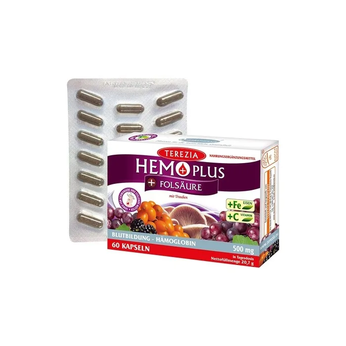 TEREZIA HEMOPLUS Immune System and Blood Nutrient Support Supplement 60 Capsules 500mg