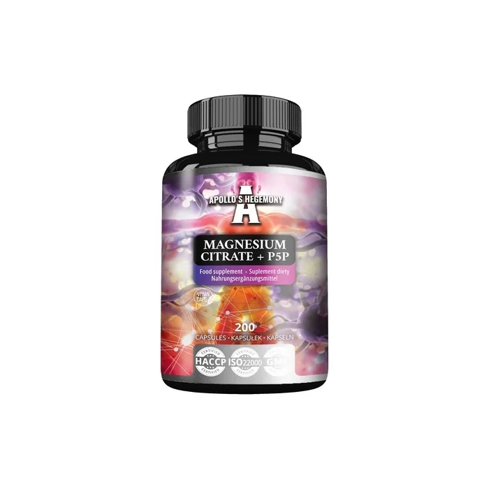 Magnesium Citrate 120mg + Vitamin B6 P-5-P 5mg 200 Vegan Capsules