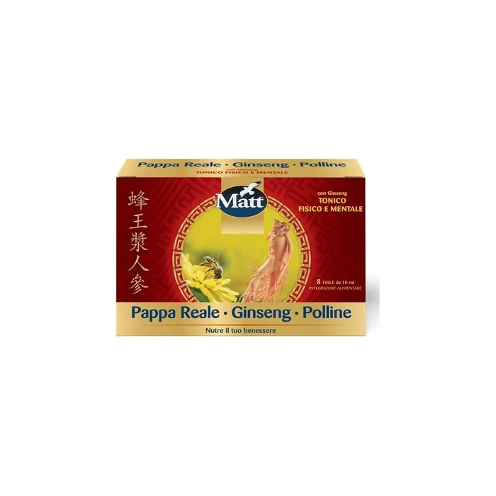 Matt Pappa Reale Ginseng and Pollen Tonic Supplement for Fatigue 8 Vials 10ml