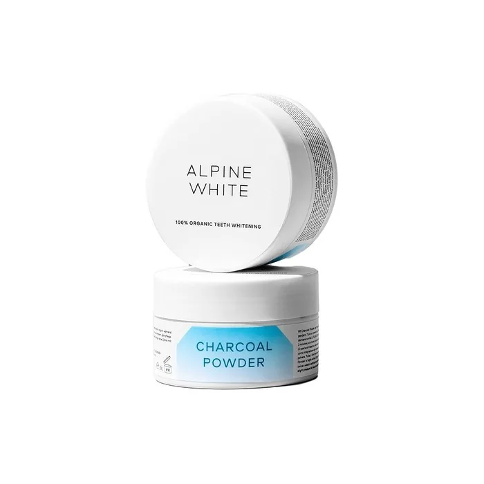 ALPINE WHITE Activated Charcoal Powder for Visibly Whiter Teeth 30g - Natural Teeth Whitening with Coconut Activated Charcoal
