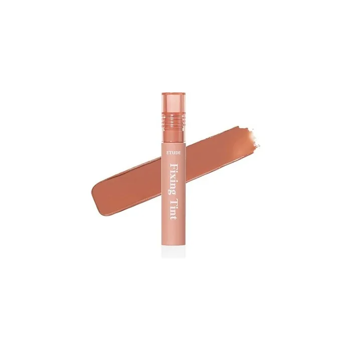 ETUDE Fixing Tint #04 Ginger Milk Tea Long Lasting High Pigmented Liquid Lipstick Waterproof Lightweight Matte Finish Lip Stain Full Coverage