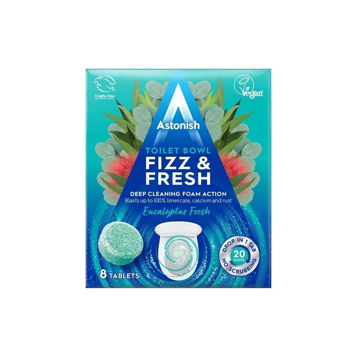 Astonish Toilet Bowl Clean Tabs Fizz Fresh Eucalyptus 8 Tablet Pack