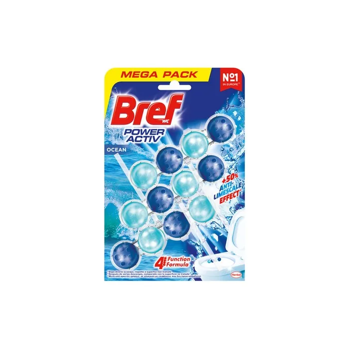 Bref Bref Wc Power Activ 4 Function Wc Toilet Ocean 50 Grams 3 Pieces