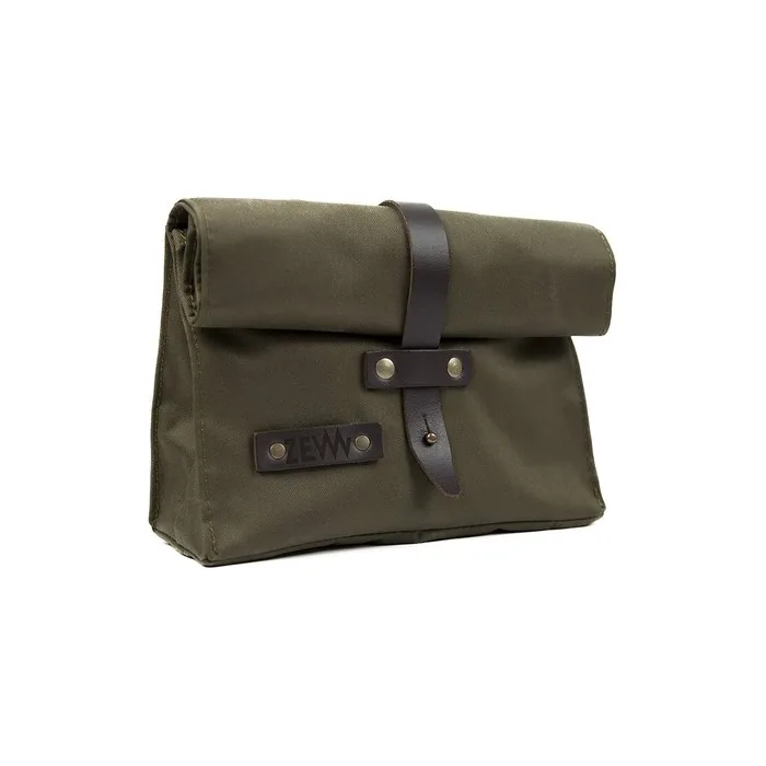 Zew For Men Water-Repellent Linen Cosmetic Bag with Leather Belt