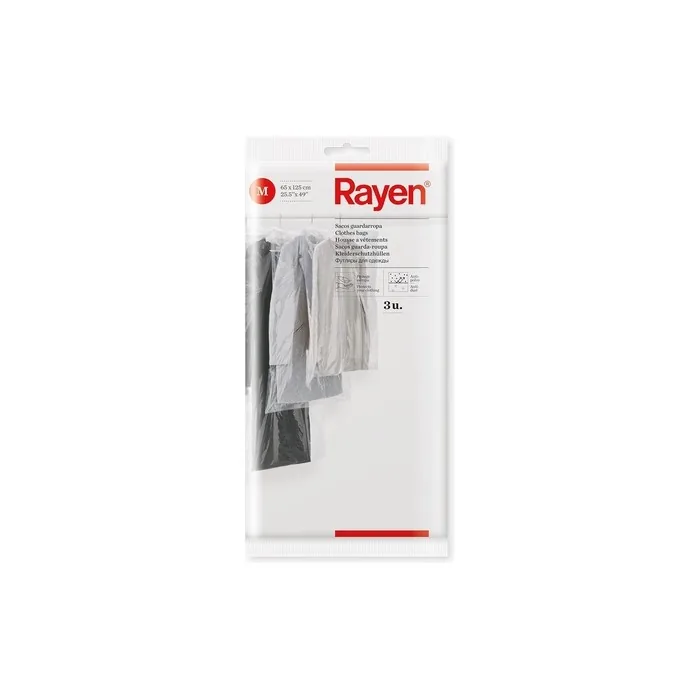 Rayen Garment Protector Cover Transparent Zipper 65 x 125 cm Pack of 3
