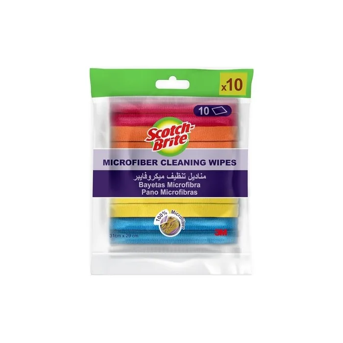 Scotch-Brite Microfiber Basic Cleaning Wipes Assorted Colors 31cm x 29cm - Pack of 10