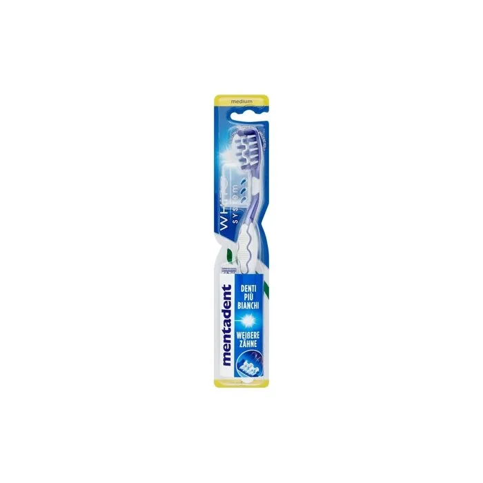 Mentadent White System Medium Toothbrush with Cover