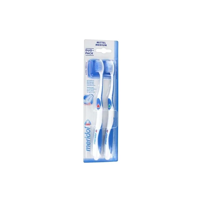 Meridol Duo-Pack Medium Toothbrushes Red and Green - Pack of 2