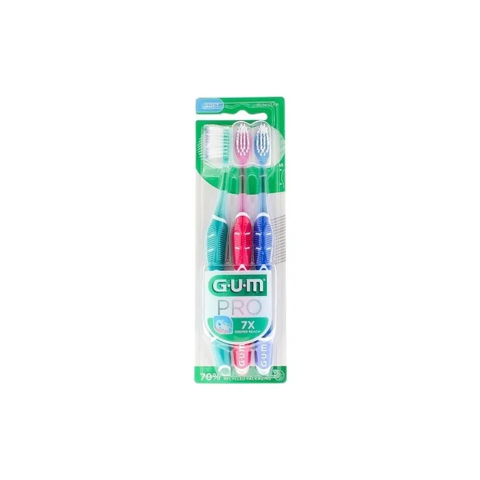 Gum Pro Double Toothbrush Trio Pack - Set of 3 Toothbrushes