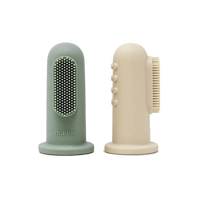 Mushie Finger Toothbrush Shifting Sandcambridge Blue 2 Pcs