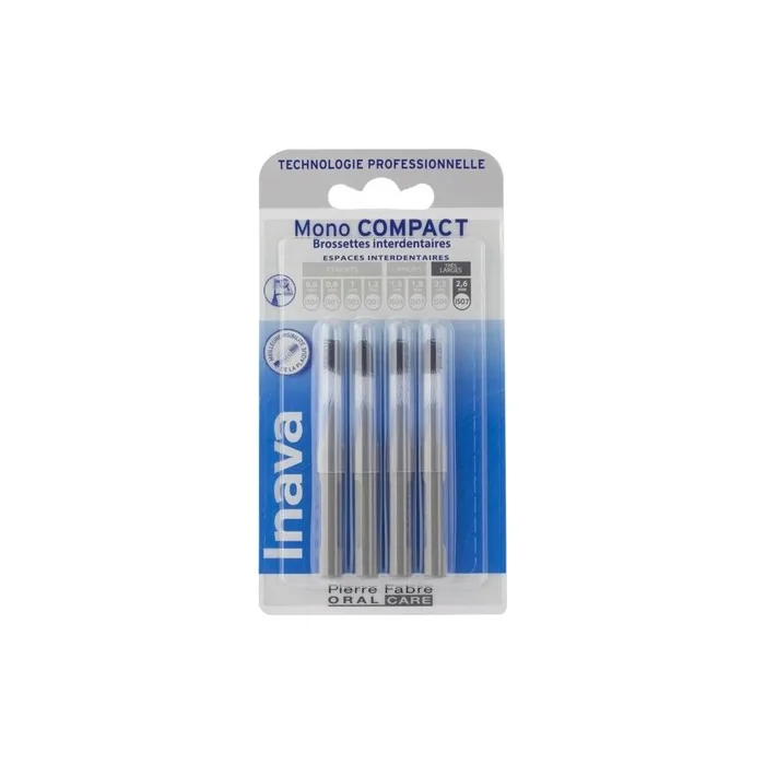 Inava 2.6mm Mono Compact Grey Interdental Brushes - Pack of 4
