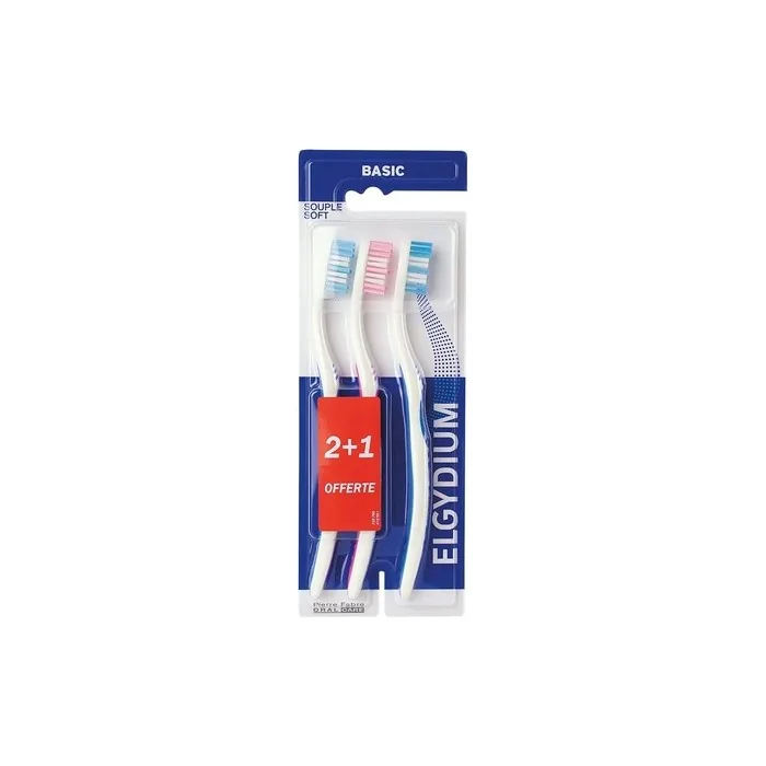 Elgydium Basic Soft Toothbrush Pack of 3