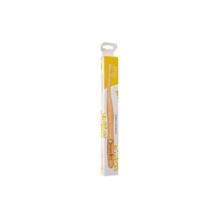 Nordics Bamboo Toothbrush Vegan Certified Soft Medium Bristle Yellow