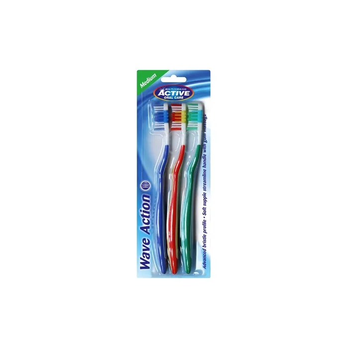 Active Oral Care Wave Action Medium Toothbrushes 3 Pack