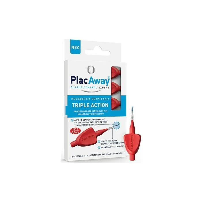 Placaway Triple Action Interdental Brushes 05mm In Red Color 6 Pieces