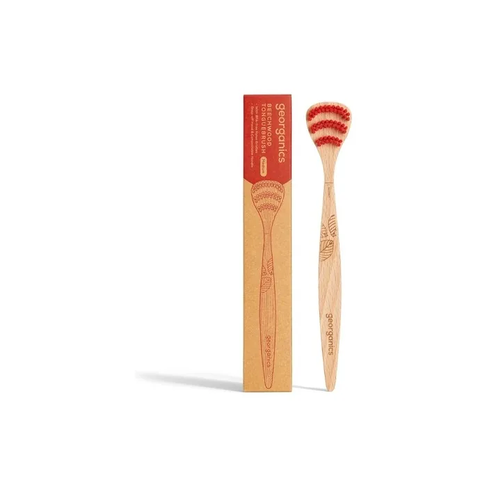 Georganics Beechwood Tongue Brush Eco-Friendly Wooden Tongue Cleaner Medium