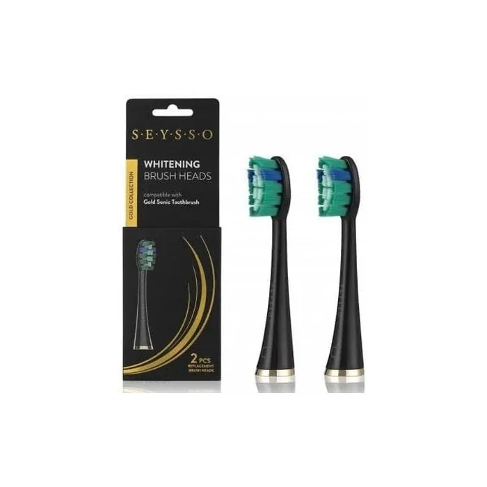 SEYSSO Gold Collection Anti-Plaque Brush Heads Toothbrush Replacement Heads 2pcs Compatible with Sonic Toothbrush