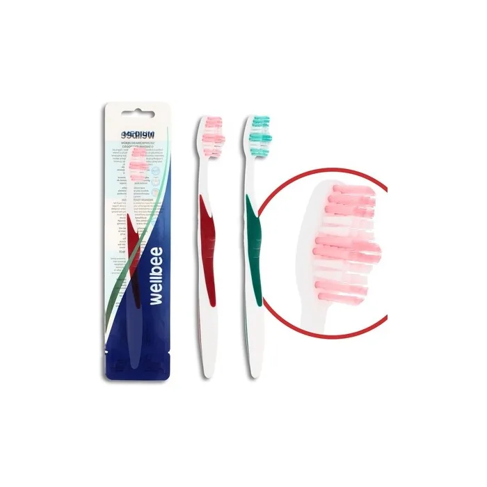 Wellbee Toothbrush For Adults With Medium Hardness Mixed Colors
