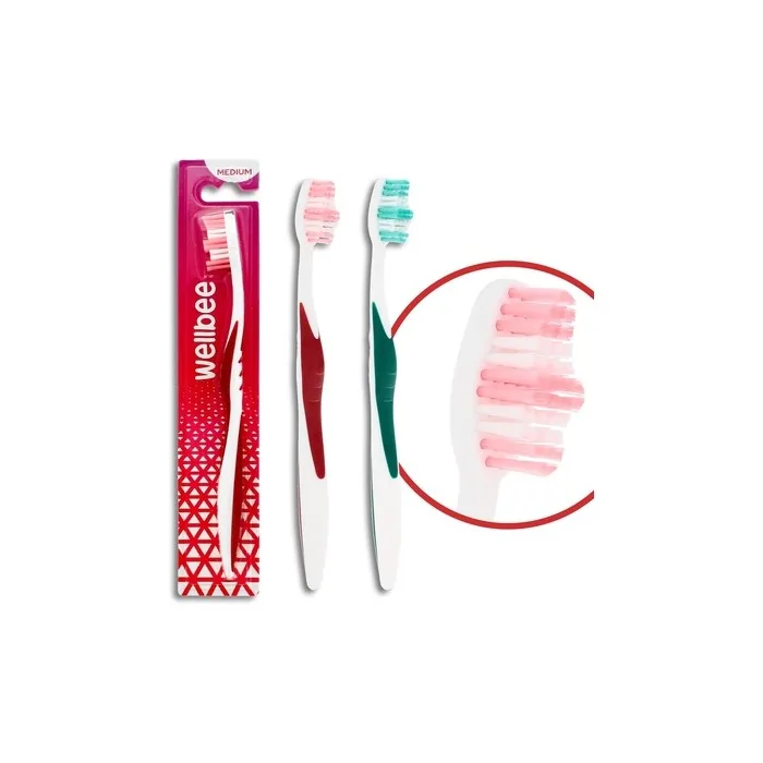 Wellbee Adult Toothbrush Medium Hardness Mix Of Colors