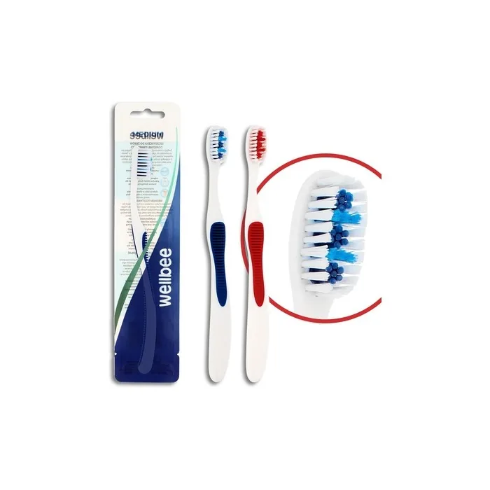 Wellbee Toothbrush For Adults With Medium Hardness Mixed Colors