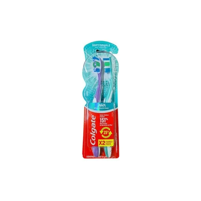 Colgate 360 Whole Mouth Clean Soft Toothbrush Family Pack - 2 Count