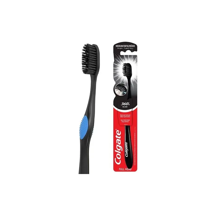 Colgate 360 Charcoal Infused Bristles Medium Toothbrush 1 Count