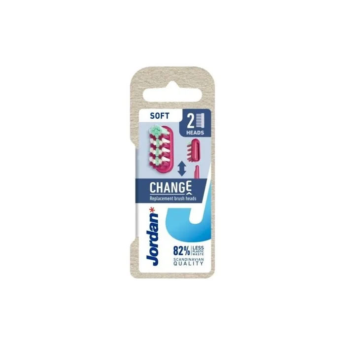 Jordan Change Soft Replacement Toothbrush Heads - Pack of 2 Mixed Colors