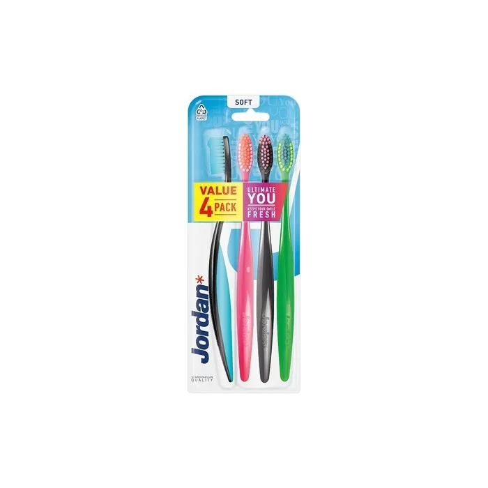 Jordan Ultimate You Soft Toothbrush - Assorted Colors, Pack of 4