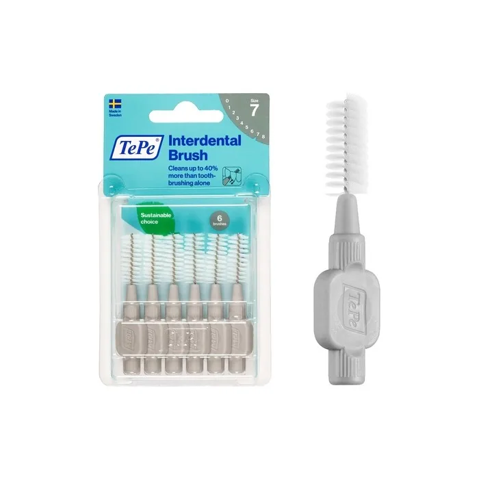 TEPE Interdental Brush Original Soft Dental Brush for Teeth Cleaning 1.3mm Gray Size 7