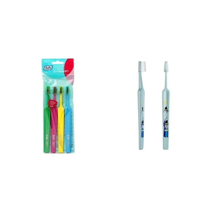 TEPE Select Colour Compact X-Soft Toothbrush - Ultra Soft 1 Brush for Adults & Kids Select Compact X Soft Gentle Toothbrush for Children, Mixed,