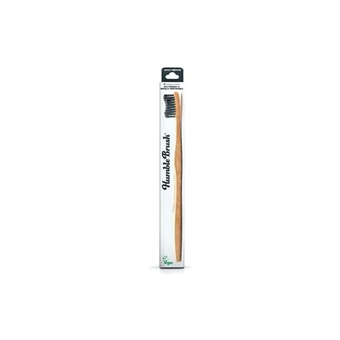 The Humble Co. Black Bamboo Toothbrush Medium Bristles Biodegradable Environmentally Friendly Vegan Recommended by Dentists