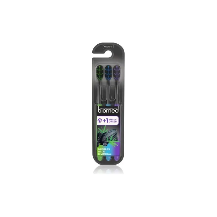 Splat Black Charcoal Toothbrush Medium Bristle 3 Pack