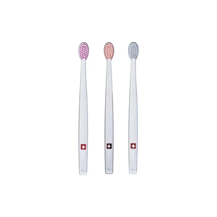 TELLO 3940 Adult Medium Swiss Toothbrush for Gentle Cleaning with Ergonomic Handle 3 Count - Pack of 3
