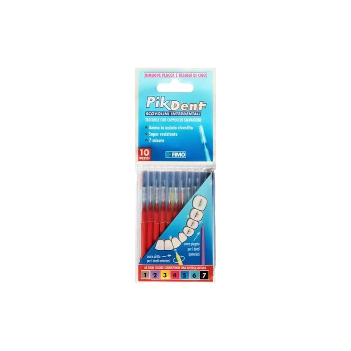 Pikdent Interdental Brushes with Coated Steel Core and Tyex Bristles Size 4 Red 0.7mm Cylindrical