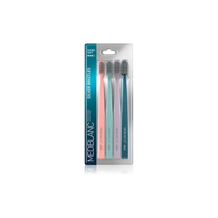 MEDIBLANC Super Soft Toothbrush with Silver Bristles - Pack of 4