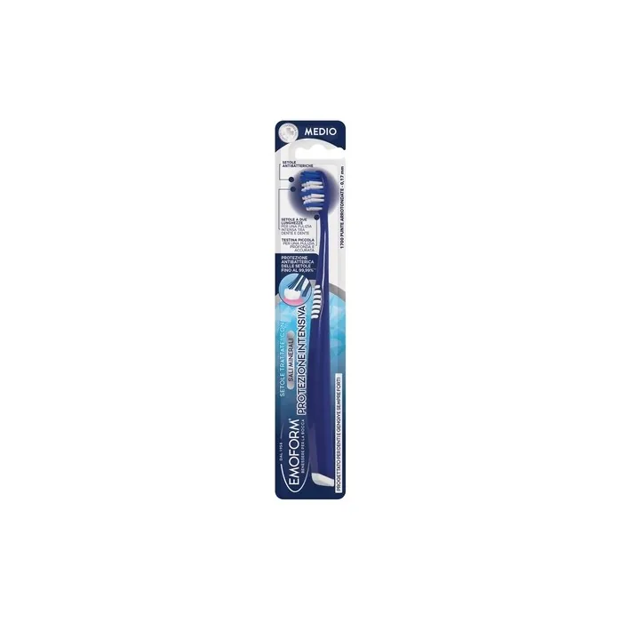 Emoform Intensive Protection Toothbrush With Antibacterial Bristles Double Length Treated With Mineral Salts And 1700 Rounded Tips Deep Cleaning For Teeth And Gums