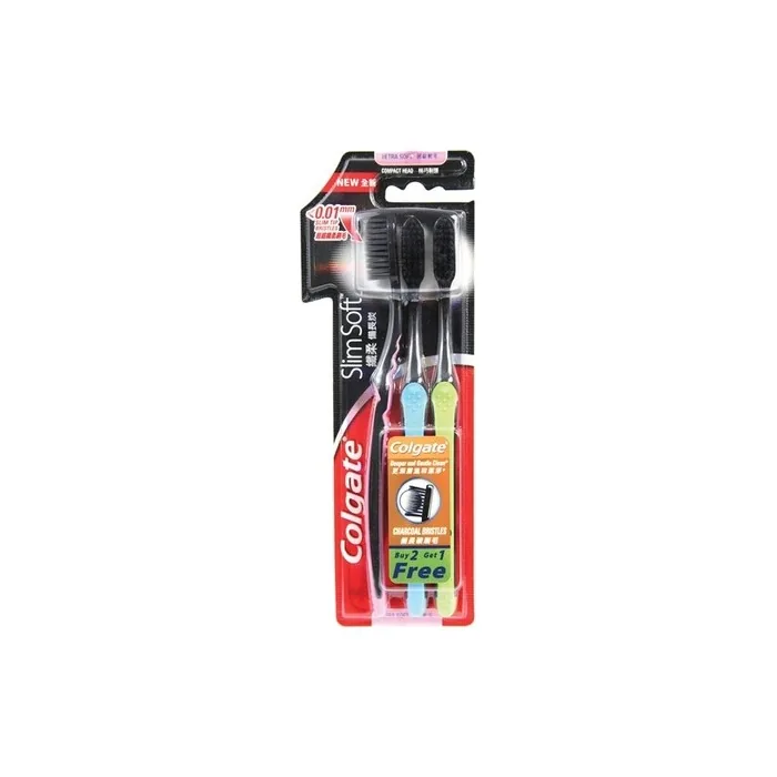 Colgate Slim Soft Active Charcoal Toothbrush - Pack of 3