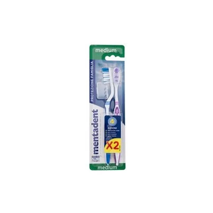 Mentadent Family Protection Toothbrush Medium Duo Classic Toothbrush