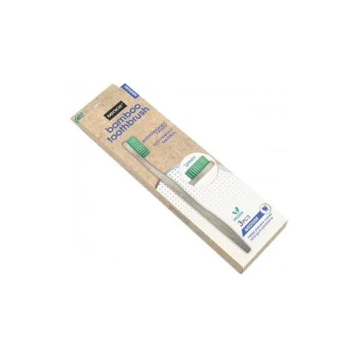SENCE 3 Piece Bamboo Toothbrush Set Medium - Sustainable and Vegan - NEW