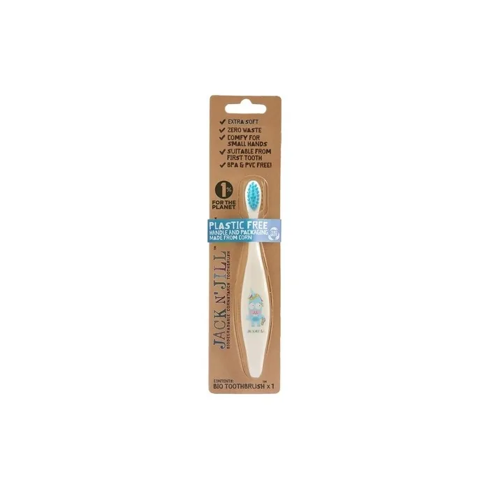 Jack N' Jill Kids Plastic Free Bio Toothbrush with Soft Nylon Bristles - Unicorn