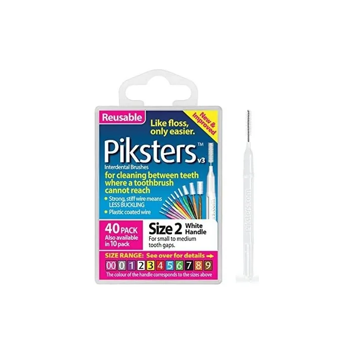 Piksters Interdental Brushes Size 2 White 40 Count