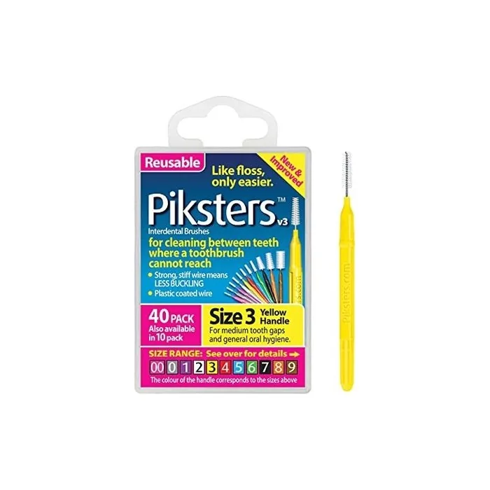 Piksters Interdental Brushes Size 3 Yellow 40 Count