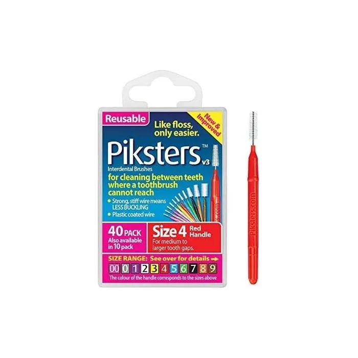 Piksters Interdental Brushes Size 4 Red 40 Count