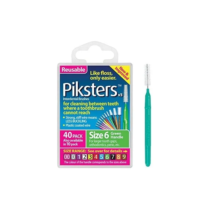 Piksters Interdental Brushes Size 6 Green 40 Count
