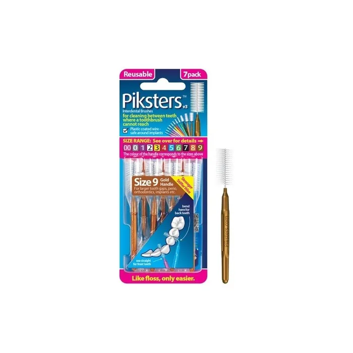 Piksters Cleaning Between Teeth Size 9 Brown 7 Brushes - Pack of 7