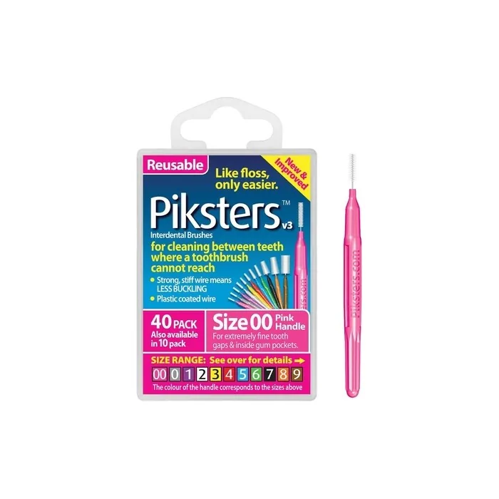 Piksters Interdental Brushes Size 00 Pink 40 Count